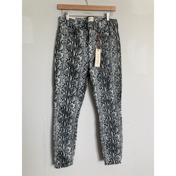 NEW Alice + Olivia Snake Print High Rise Skinny Jeans 30 Lyocell Cotton - Picture 1 of 11